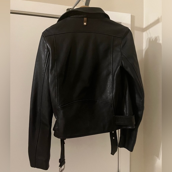 MACKAGE Miela-N Black Supple Leather Belted Moto Jacket size XS - Picture 2 of 4